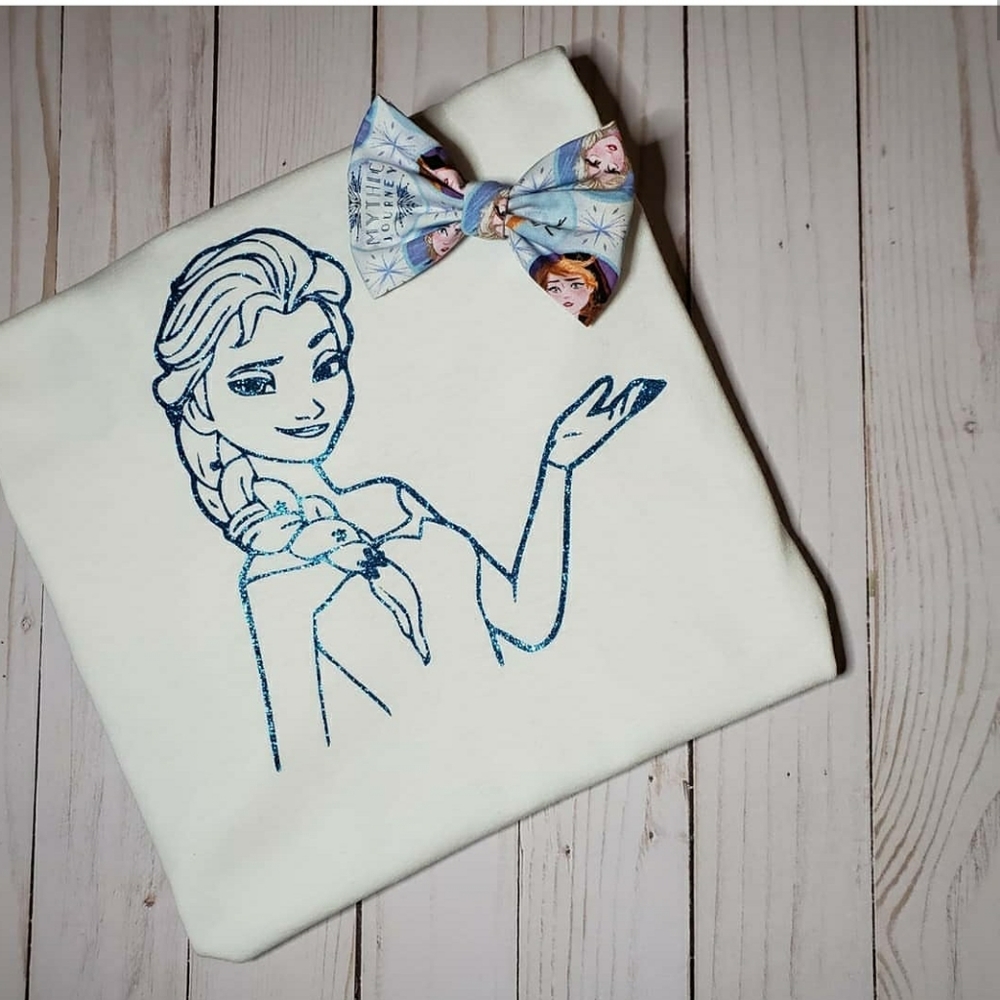 Elsa shirt with elsa hair bow